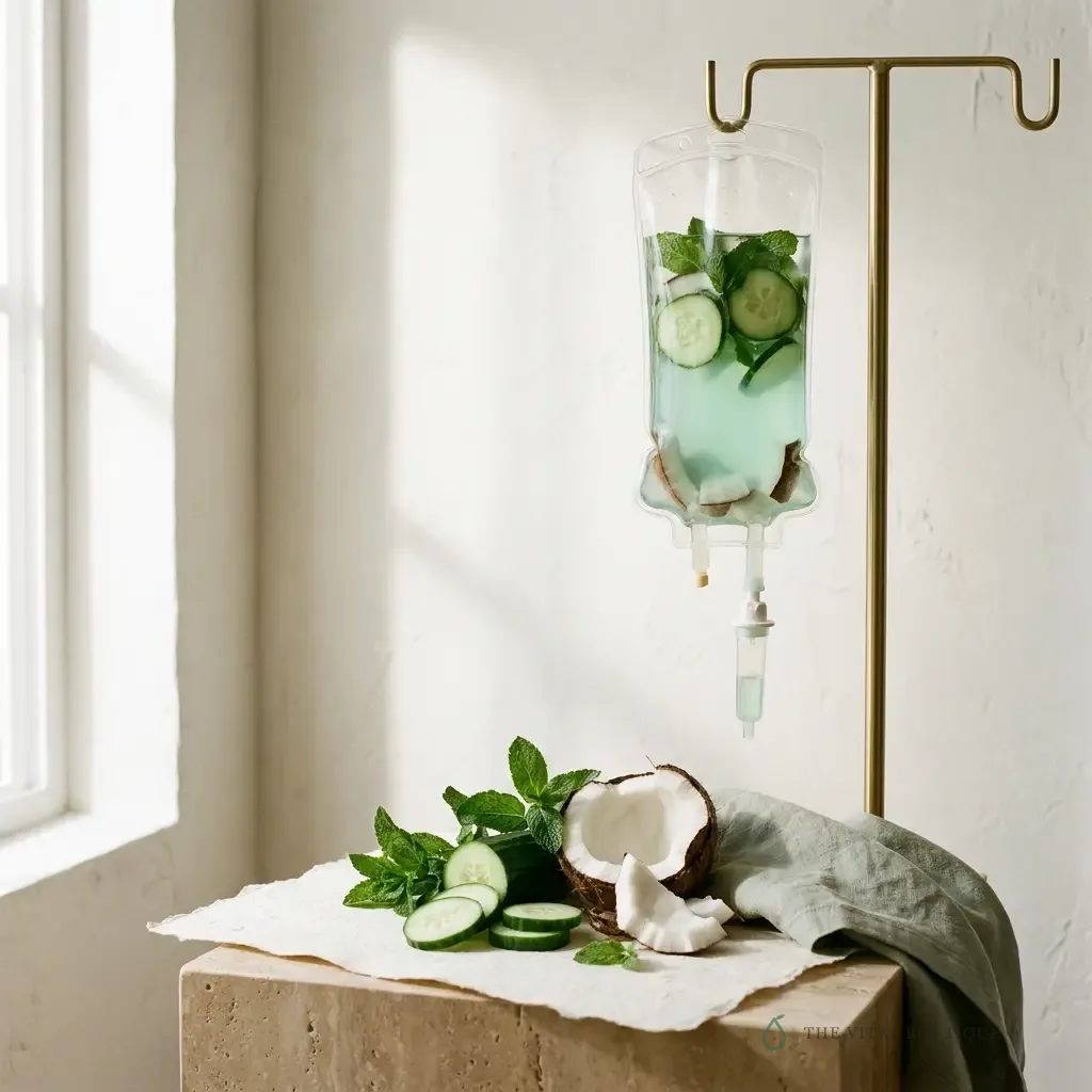 Hydration IV drip with cucumber and mint